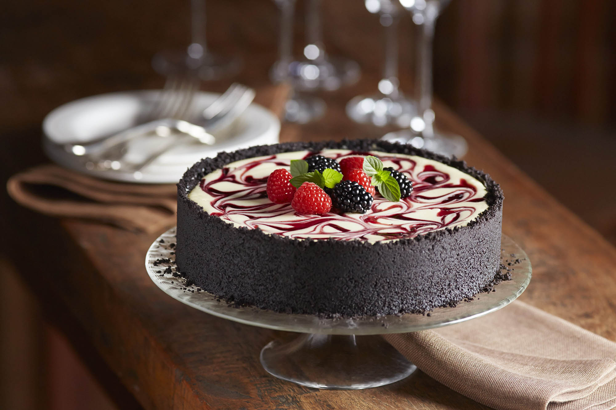 Blackberry And Raspberry Swirl Cheesecake Driscolls