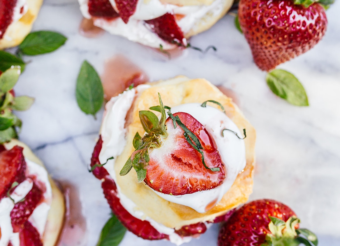 A piece of strawberry shortcake