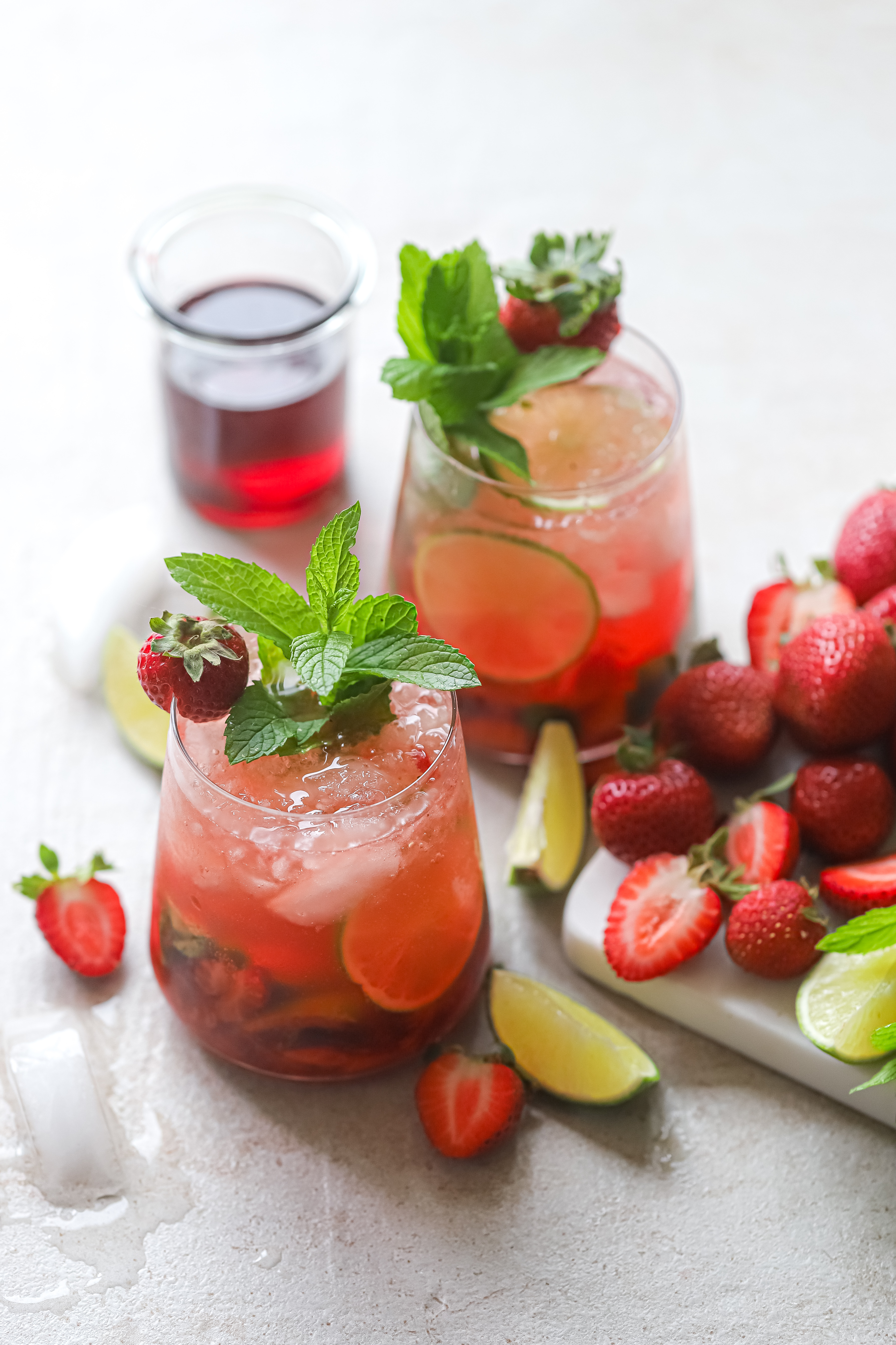 Strawberry mojito cocktail jar, paths Stock Photo by maxsol7