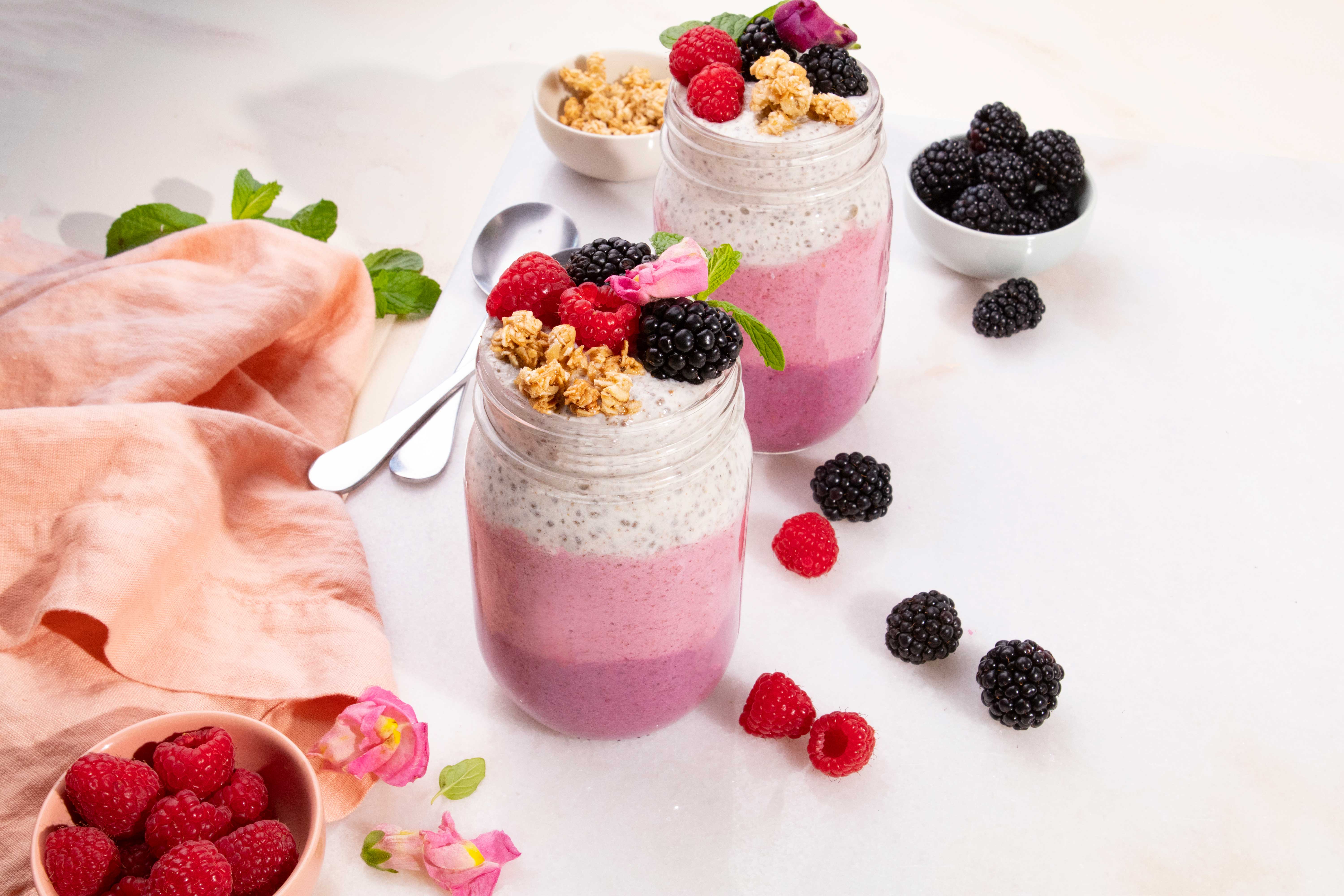 Ombre Chia Parfait with Fresh Berries