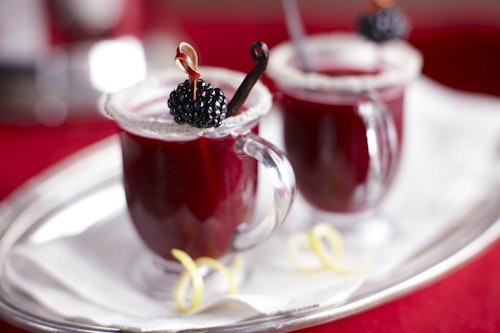 Two glasses of blackberry hot toddy 