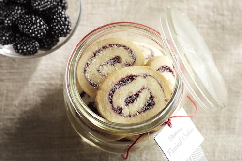 A jar of blackberry swirl almond cookies 