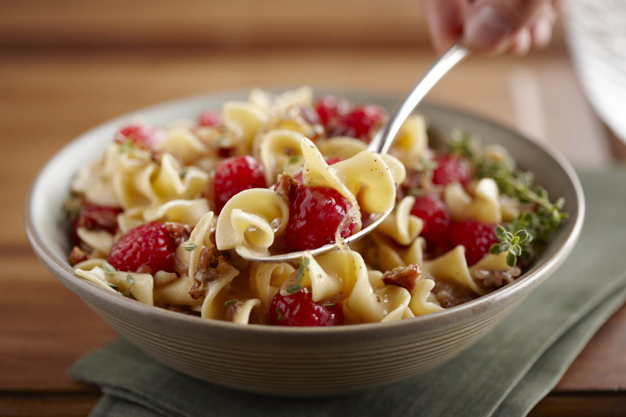 Caramelized Onion Raspberry Noodle Toss
