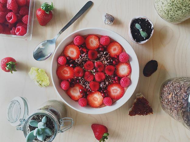 Dark Chocolate Strawberry Banana Nice Cream Smoothie Bowl 