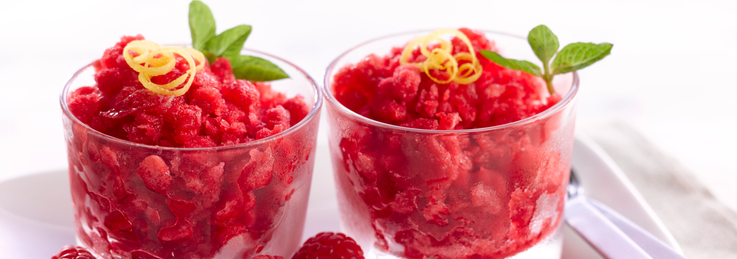 Two cups of lemon raspberry granita