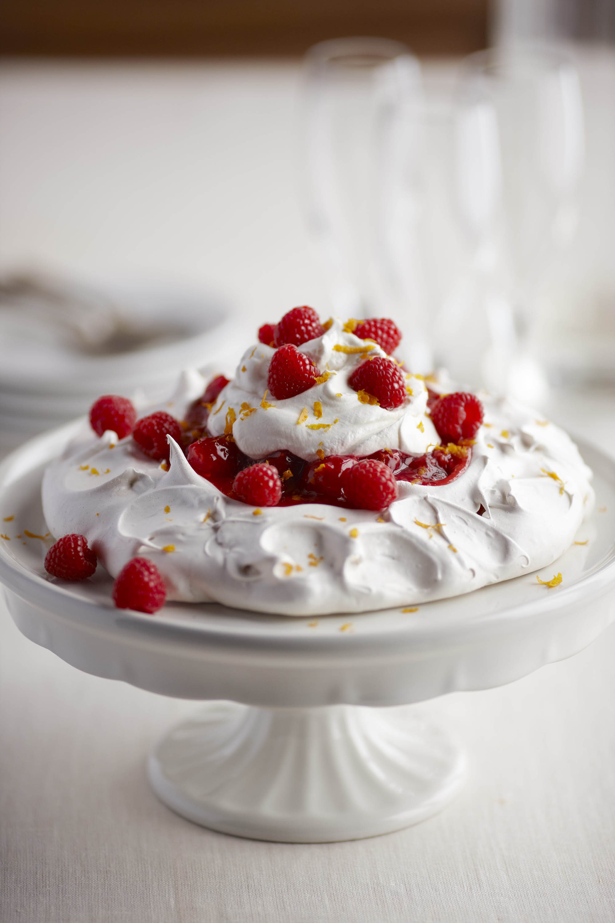 A stand with raspberry marnier pavlova 