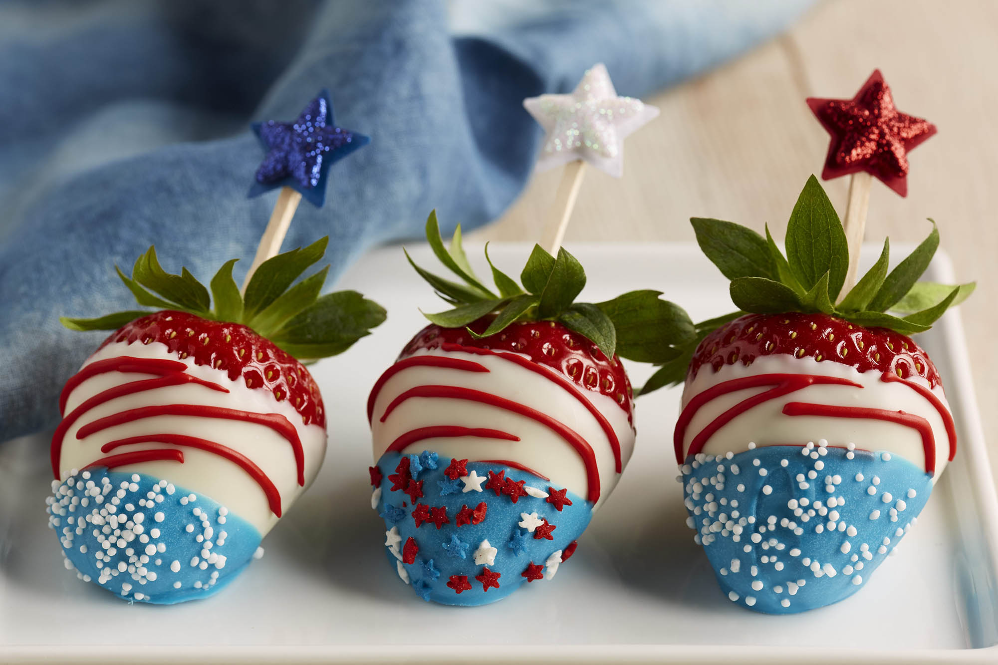 Red White Blue Chocolate Covered Strawberries