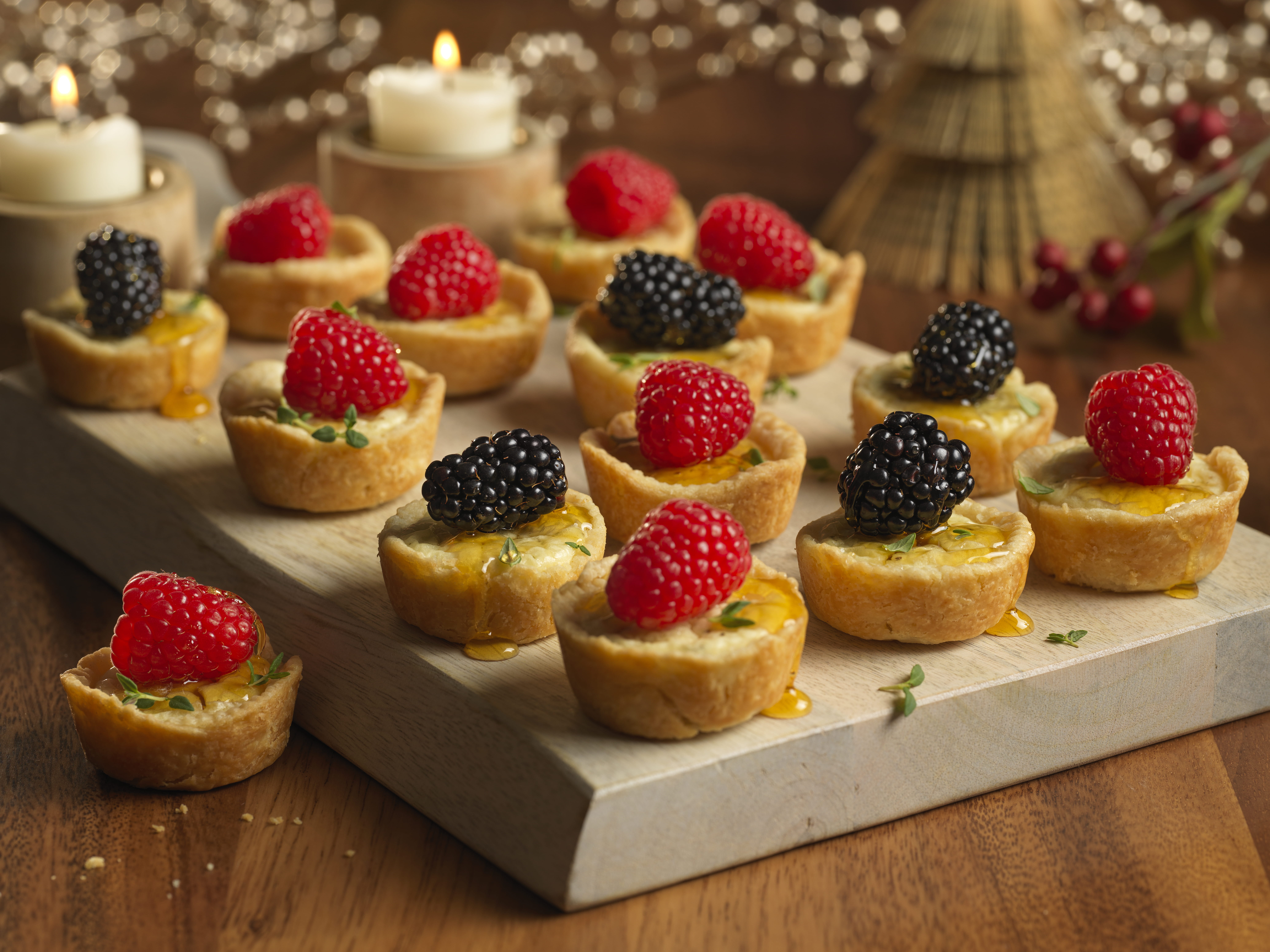 Savory Cheese Tartlets with Mixed Berries
