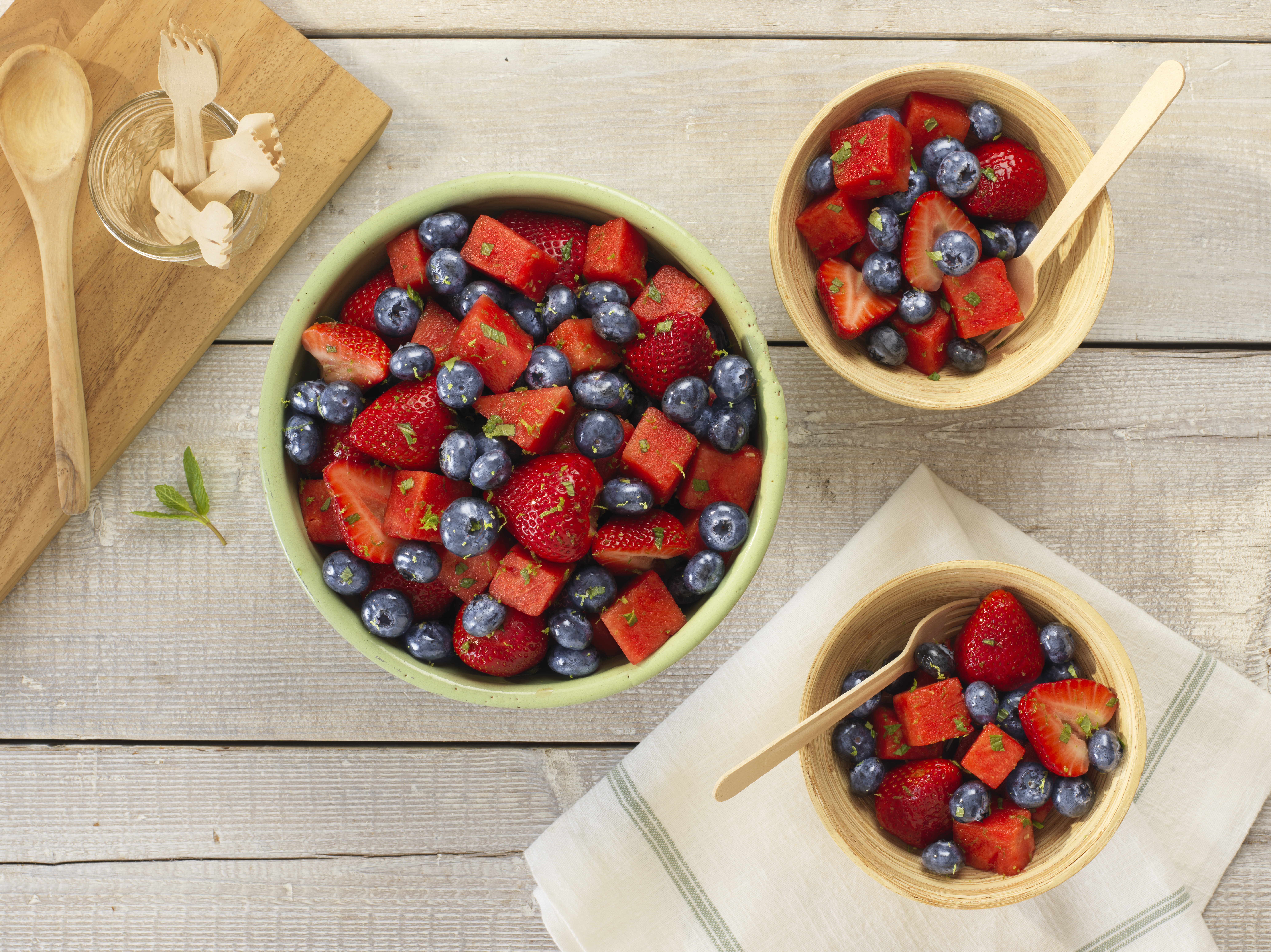 Strawberry and Blueberry Watermelon Mint Salad