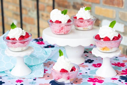 Raspberry mousse and angel food cake cups
