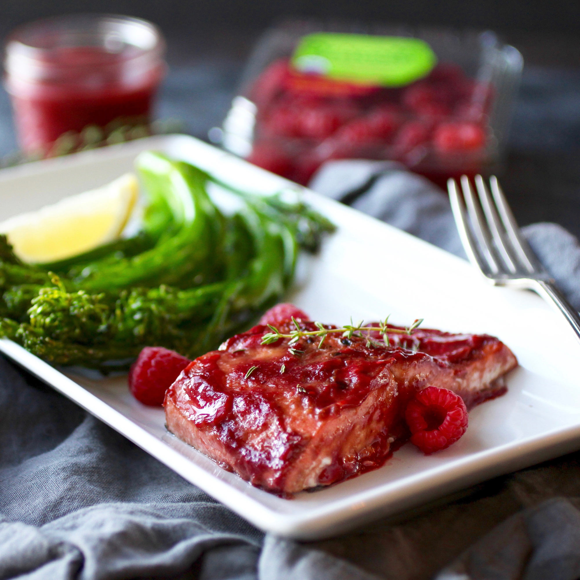 Raspberry balsamic glazed salmon