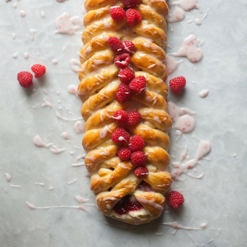 braided raspberry brioche