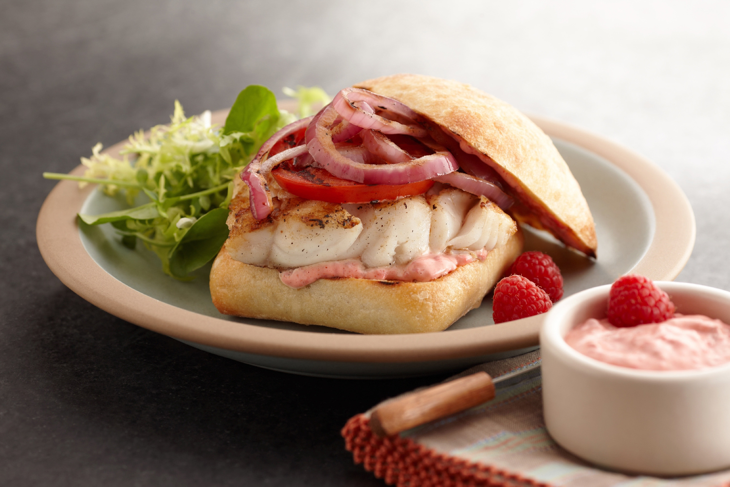 Rock Cod Sandwich with RaspberryChipotle Mayo